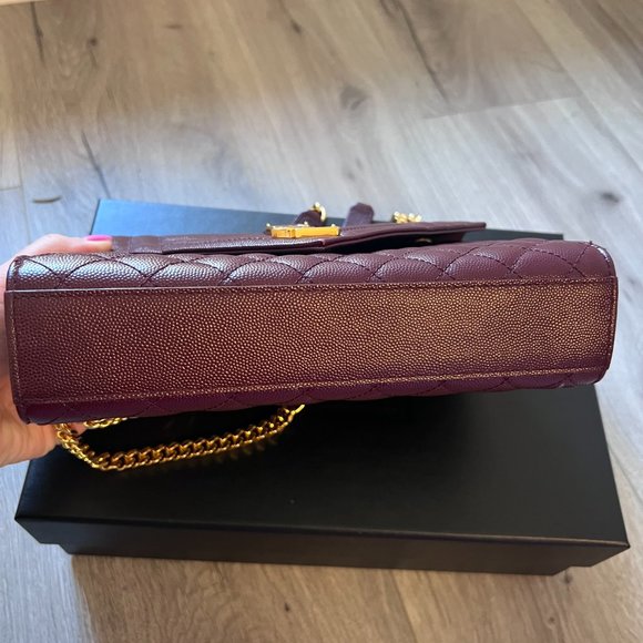 Saint Laurent Monogram Medium Envelope Purse with Matching Card Holder Burgundy - Picture 4 of 9